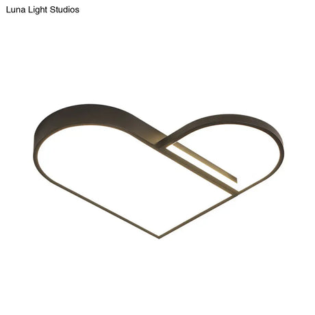 Led Bedroom Flush Mount Modern White/Black Lighting With Love Heart Metal Shade 19.5’/23.5’ Width