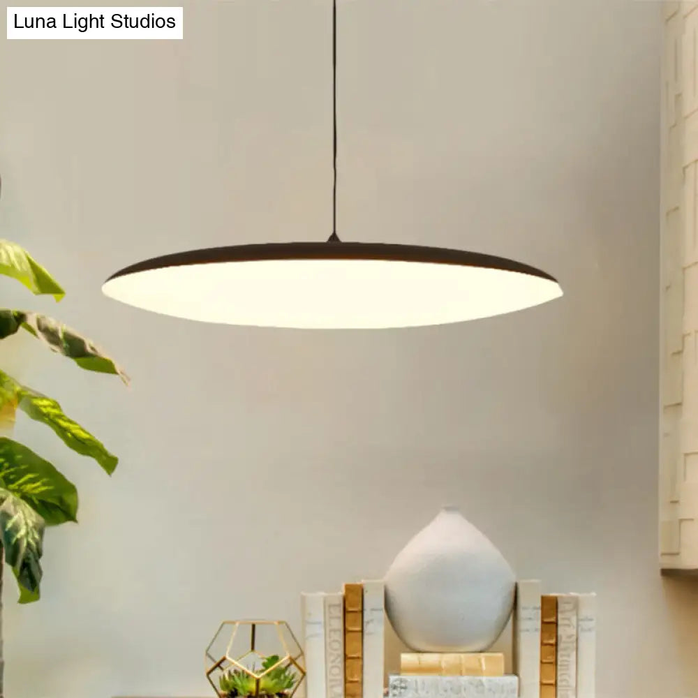 Sleek Led Bedroom Hanging Light Kit With Stylish White/Black Finish Pendant Lamp. Featuring Round