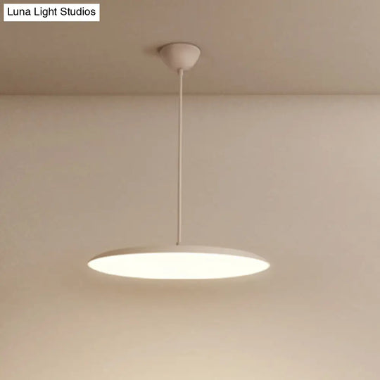 Sleek Led Bedroom Hanging Light Kit With Stylish White/Black Finish Pendant Lamp. Featuring Round