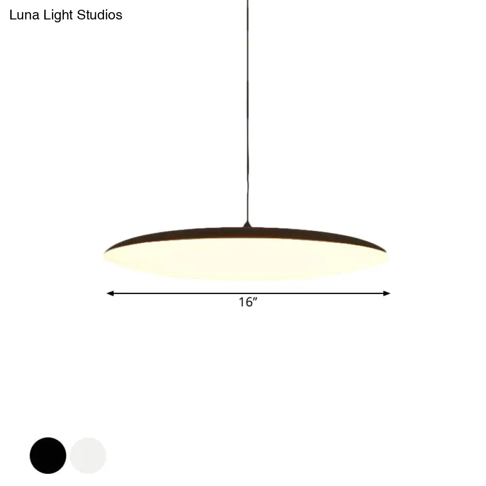 Led Bedroom Hanging Pendant Light Kit - Simple White/Black Finish With Acrylic Shade In White/Warm