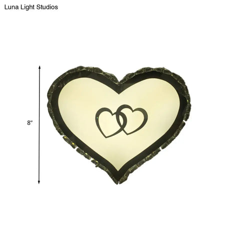 Led Bedroom Wall Sconce With Heart-Shaped Crystal Shade In Warm/White Light - Simple & Chic Lighting