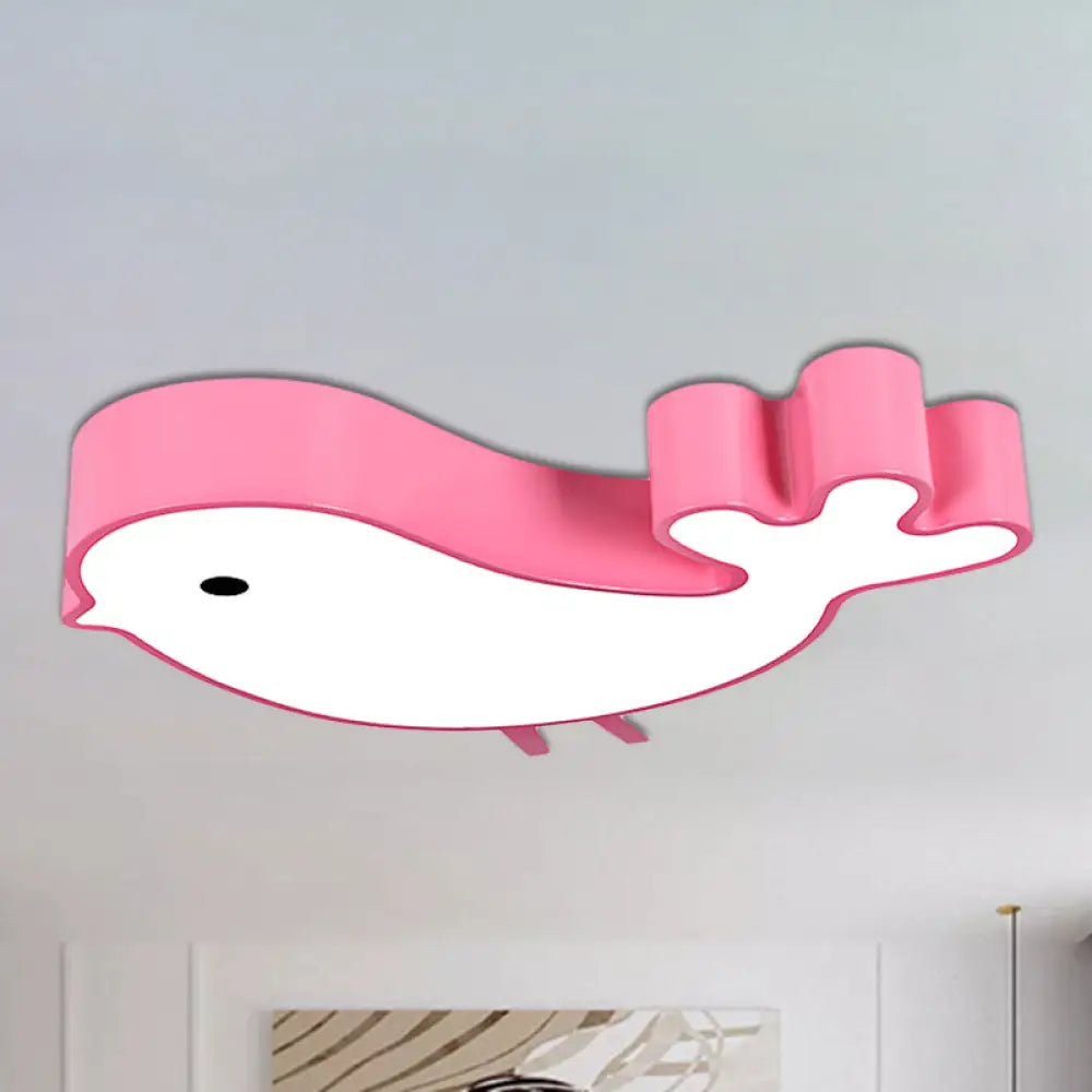 Led Bird - Like Flush Light Fixture With Acrylic Shade - Cartoon Style Blue/Pink/Yellow Finish Pink