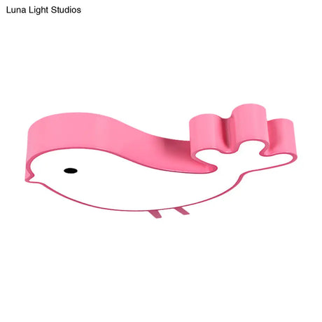 Led Bird - Like Flush Light Fixture With Acrylic Shade - Cartoon Style Blue/Pink/Yellow Finish