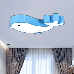 Led Bird - Like Flush Light Fixture With Acrylic Shade - Cartoon Style Blue/Pink/Yellow Finish Blue