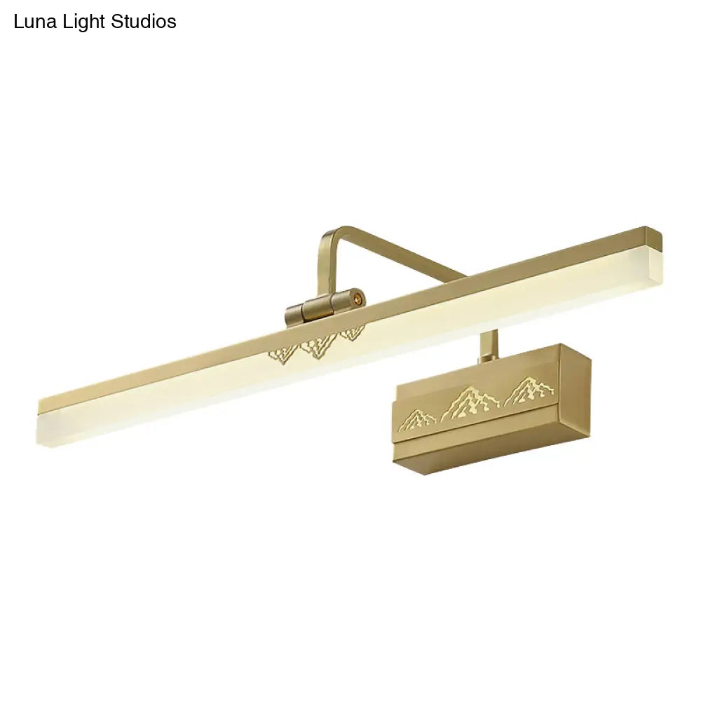 Led Brass Swing Arm Wall Sconce - Modern Metal Tube Vanity Light Fixture