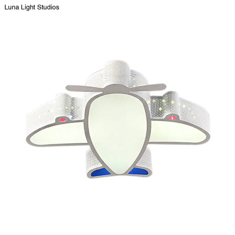 Led Cartoon Ceiling Lamp For Boys Bedroom - Acrylic And Metal Plane Flush Mount Light With