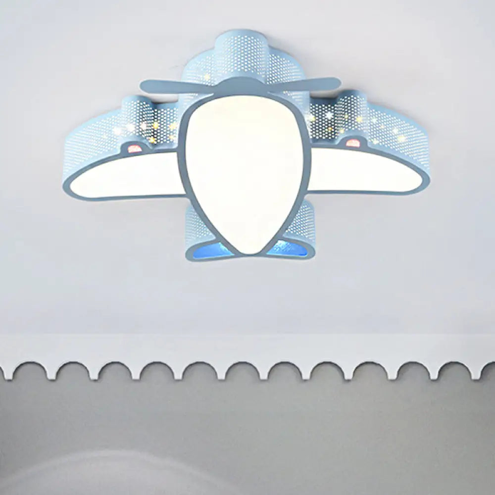 Led Cartoon Ceiling Lamp For Boys Bedroom - Acrylic And Metal Plane Flush Mount Light With