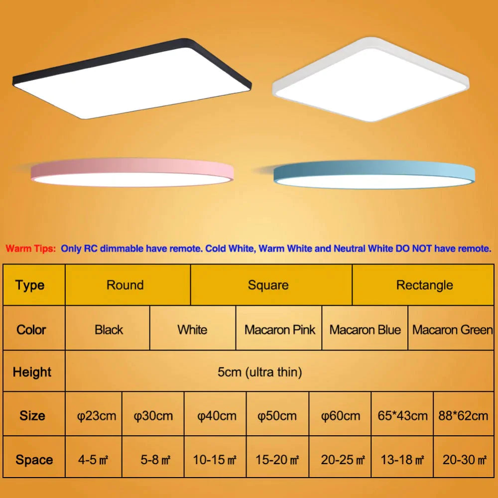 LED Deckenleuchte Moderne Panel Lampe Leuchte Oberflächenmontage Flush Fernbedienung