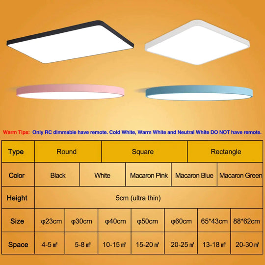LED Deckenleuchte Moderne Panel Lampe Leuchte Oberflächenmontage Flush Fernbedienung