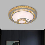 Led Chrome Flush Mount Crystal Block Ceiling Light Fixture - Simple & Elegant Design