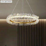 Led Circle Chandelier With Crystal Beads - Elegant Living Room Pendant Light