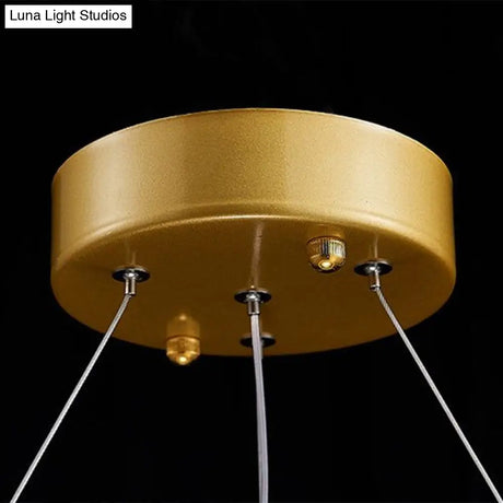 Led Circle Chandelier With Crystal Beads - Elegant Living Room Pendant Light