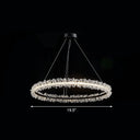 Led Circle Chandelier With Crystal Beads - Elegant Living Room Pendant Light Black / 19.5’