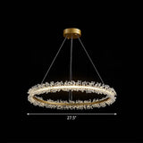Led Circle Chandelier With Crystal Beads - Elegant Living Room Pendant Light Gold / 27.5’
