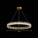 Led Circle Chandelier With Crystal Beads - Elegant Living Room Pendant Light Gold / 31.5’