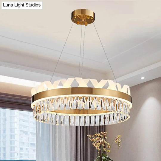 Led Circle Living Room Chandelier Pendant Light Fixture In Gold/Black
