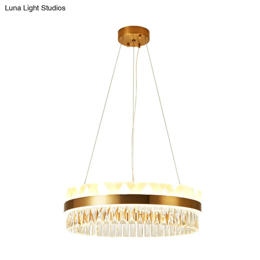 Led Circle Living Room Chandelier Pendant Light Fixture In Gold/Black