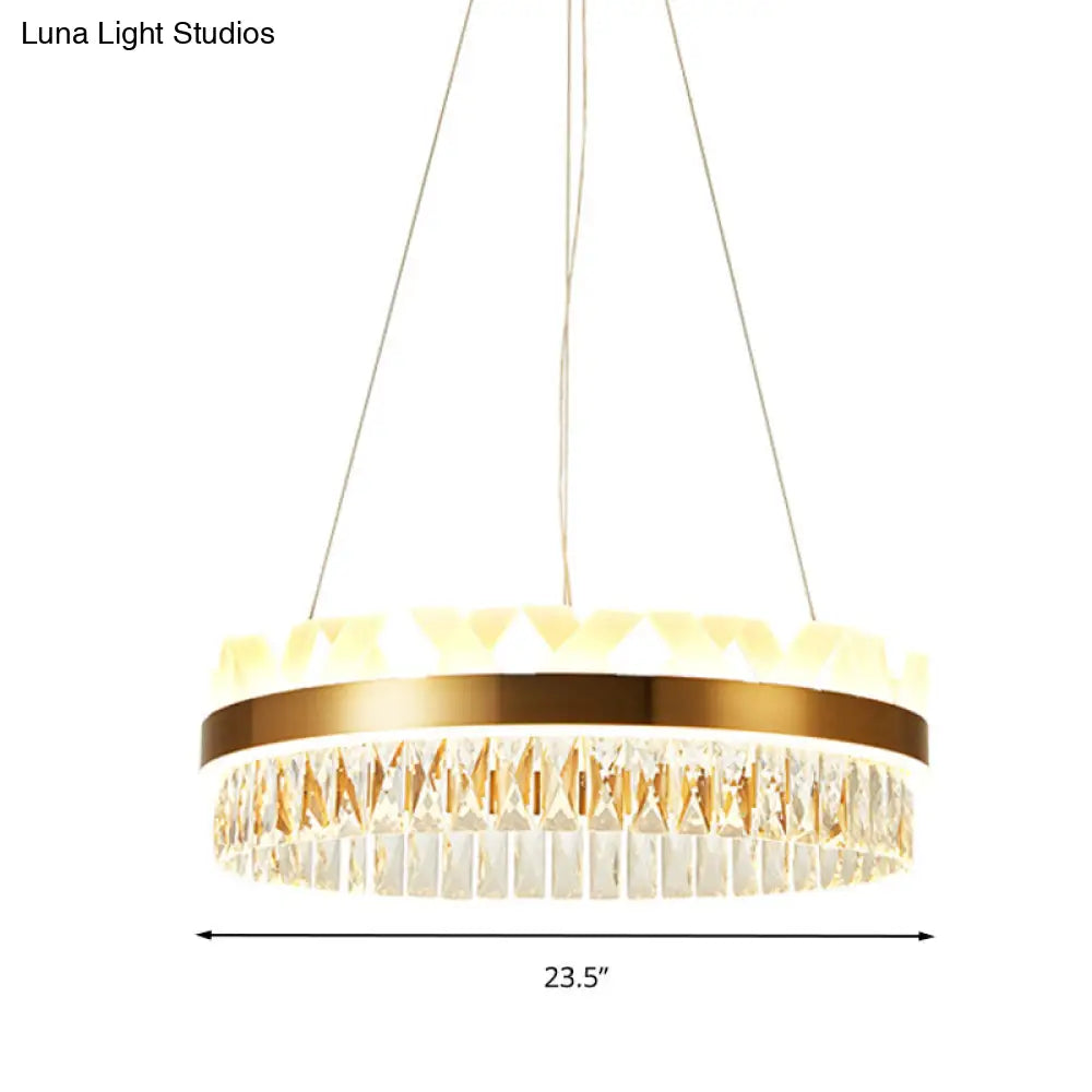 Led Circle Living Room Chandelier Pendant Light Fixture In Gold/Black