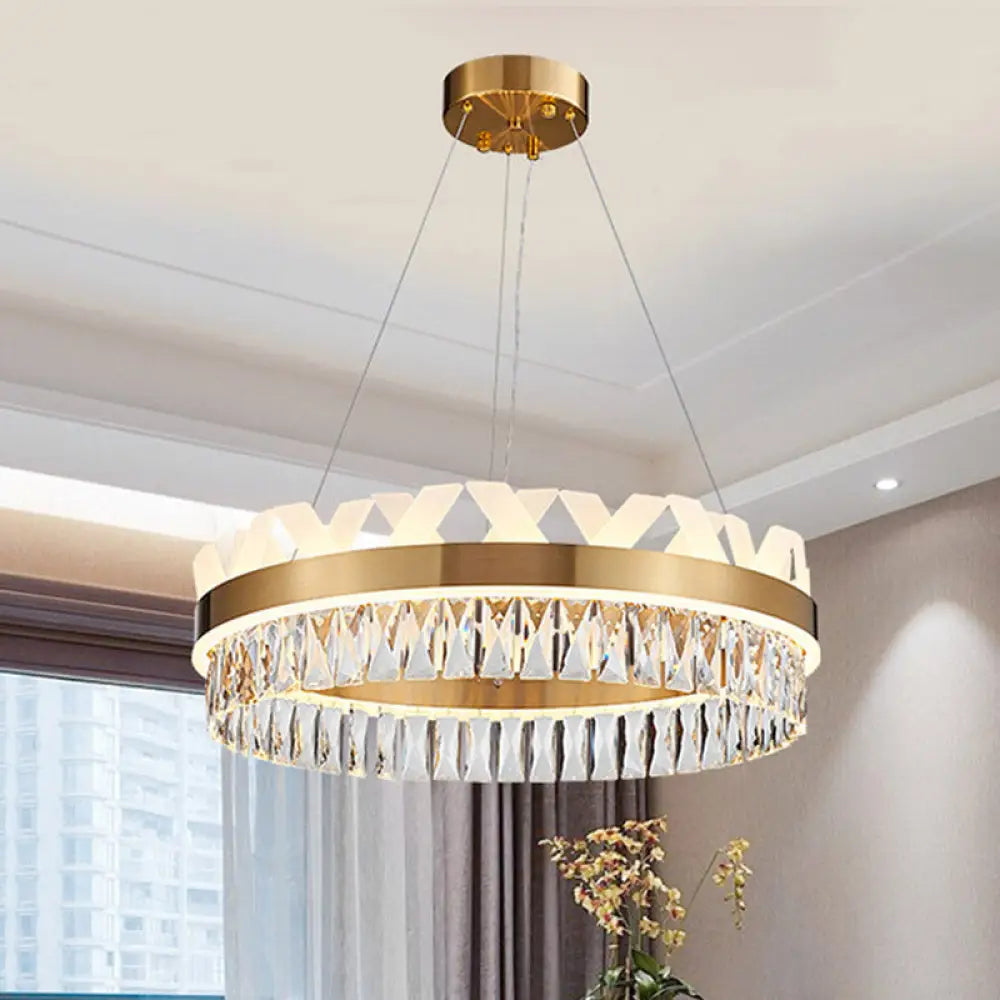 Led Circle Living Room Chandelier Pendant Light Fixture In Gold/Black Gold