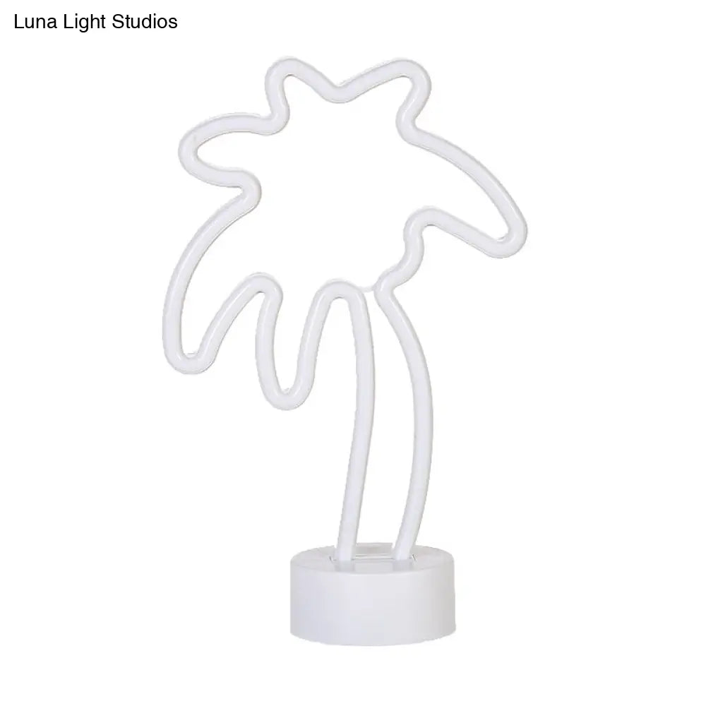 Led Coconut Tree Table Lamp With Simplistic White Night Lighting For Kids Room