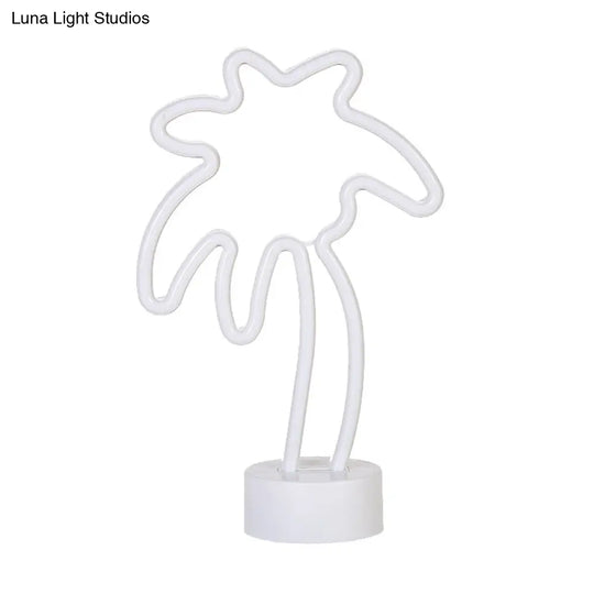 Led Coconut Tree Table Lamp With Simplistic White Night Lighting For Kids Room