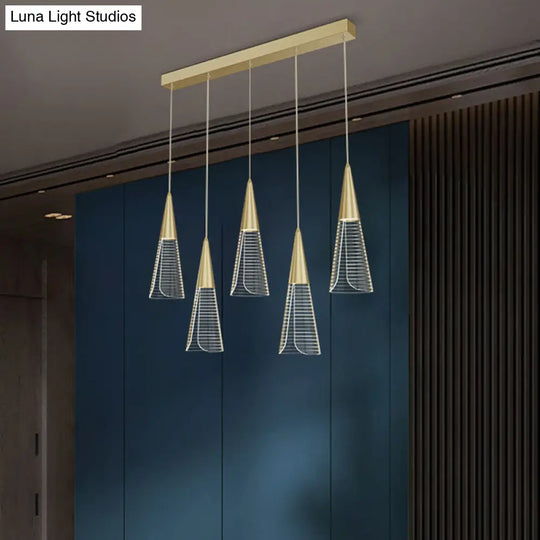 Led Cone Multi Pendant Ceiling Light - Modern Novelty Suspension For Dining Room