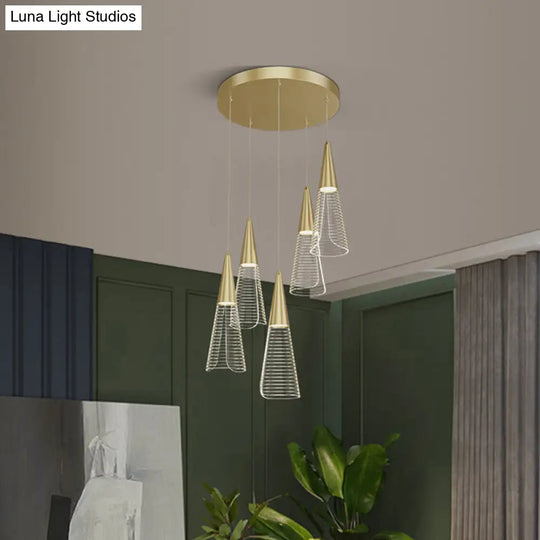 Led Cone Multi Pendant Ceiling Light - Modern Novelty Suspension For Dining Room