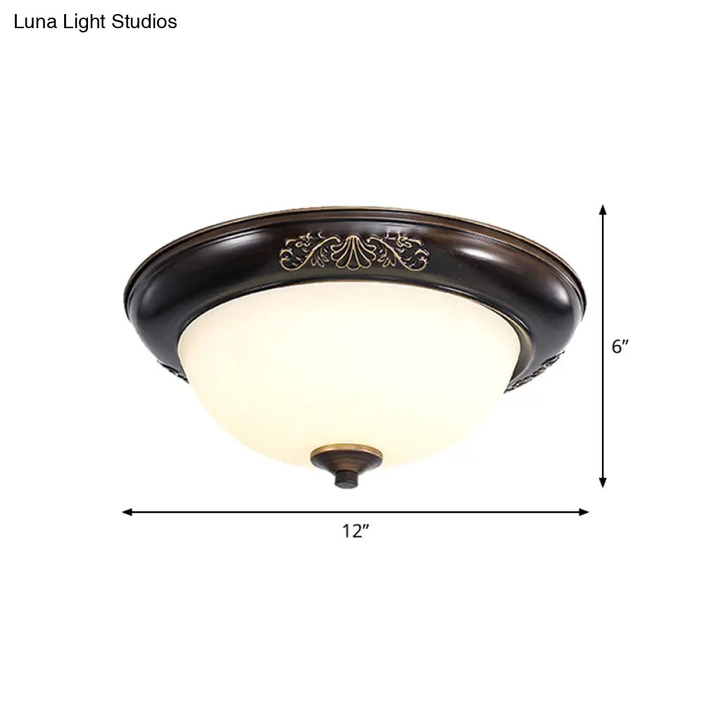 Led Countryside Flush Mount Black Opal Glass Ceiling Fixture Various Sizes Available