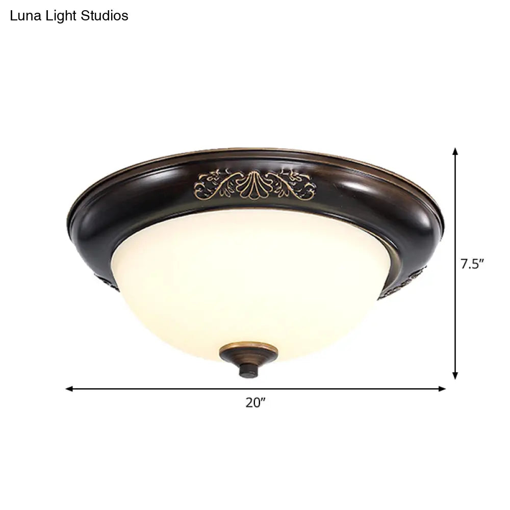 Led Countryside Flush Mount Black Opal Glass Ceiling Fixture Various Sizes Available