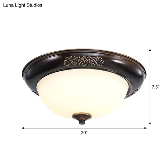 Led Countryside Flush Mount Black Opal Glass Ceiling Fixture Various Sizes Available