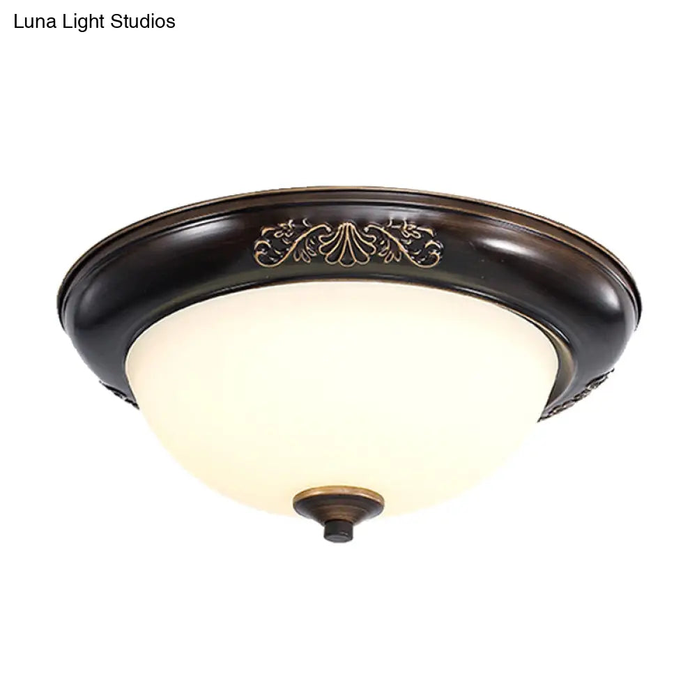 Led Countryside Flush Mount Black Opal Glass Ceiling Fixture Various Sizes Available