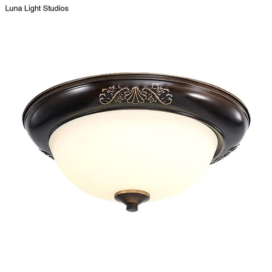 Led Countryside Flush Mount Black Opal Glass Ceiling Fixture Various Sizes Available