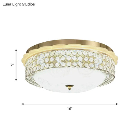 Led Crystal Bead Flushmount Lamp For Foyer - Modernist Circle Design 16’/19.5’ Wide