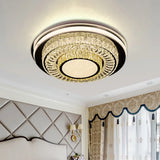 Led Crystal Block Round Flushmount Ceiling Light In Chrome Finish