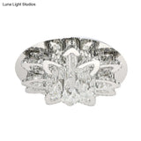 Led Crystal Blossom Ceiling Light - Remote Control Dimming Modern Chrome Finish For Living Room
