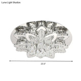 Led Crystal Blossom Ceiling Light - Remote Control Dimming Modern Chrome Finish For Living Room
