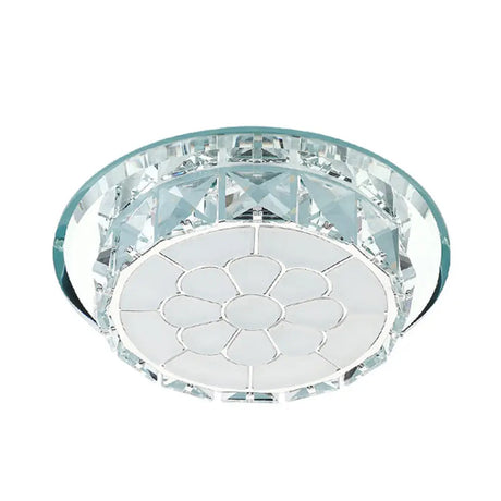 Led Crystal Ceiling Light - Elegant Chrome Floral Design In 3 Options Ideal For Corridors Recessed