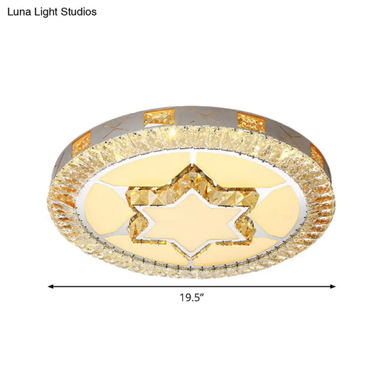 Led Crystal Ceiling Light Flush-Mount Fixture - Modern Chrome With Clear Inlaid Diamond/Flower/Star