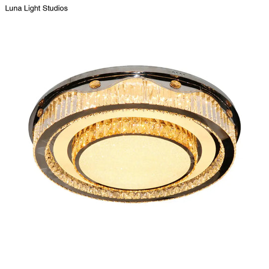 Led Crystal Flush Mount Ceiling Light With Nickel Finish