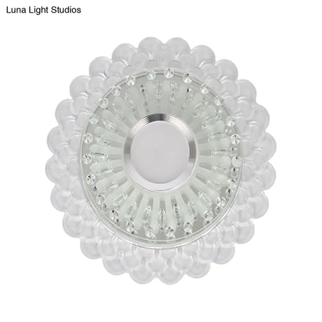 Led Crystal Flush Mount Light Fixture In Chrome For Corridor - Round/Square Design Warm/White/Multi