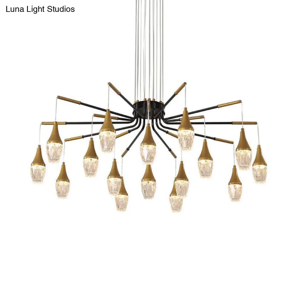 Led Crystal Raindrop Chandelier - Postmodern Burst Design Gold 7/13/16