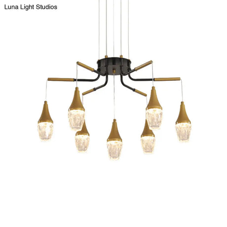 Led Crystal Raindrop Chandelier - Postmodern Burst Design Gold 7/13/16