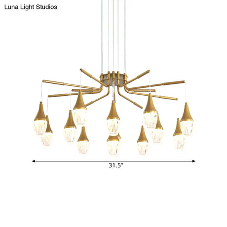 Led Crystal Raindrop Chandelier - Postmodern Burst Design Gold 7/13/16