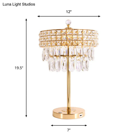 Led Crystal Teardrop Nightstand Lamp For Bedroom - Elegant Gold Night Lighting