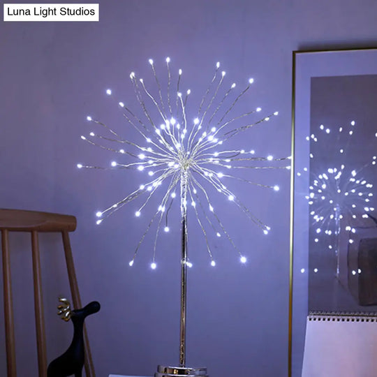 Led Dandelion Night Light: Chrome Art Deco Design - Ideal For Bedrooms