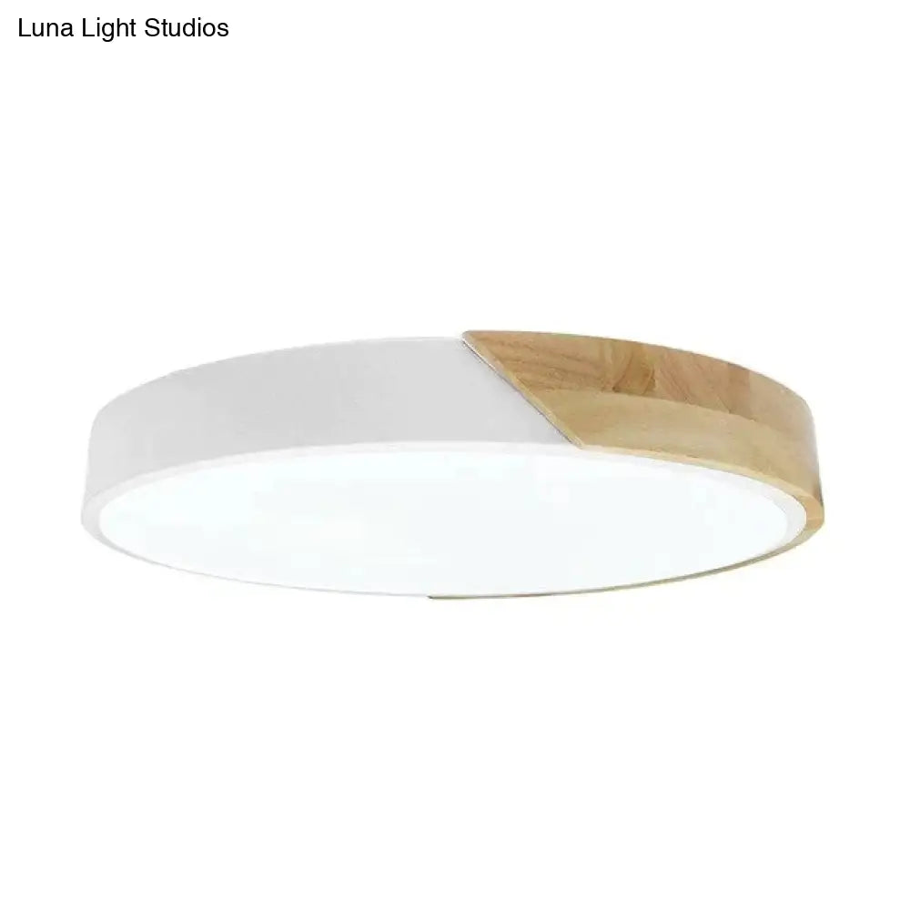 Led Discolor Ceiling Lamp Acrylic Wooden Round Multicolor 18W Surface Mounted Lighting Fixtures
