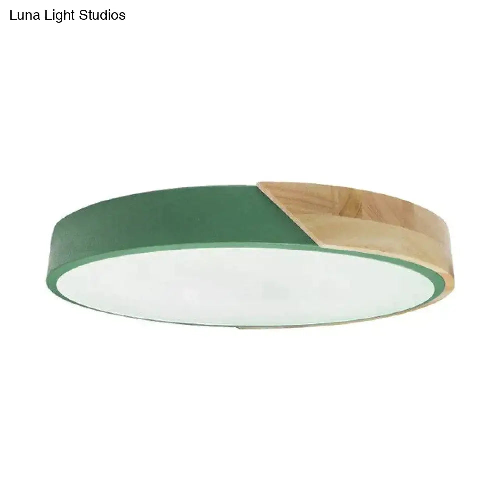 Led Discolor Ceiling Lamp Acrylic Wooden Round Multicolor 18W Surface Mounted Lighting Fixtures