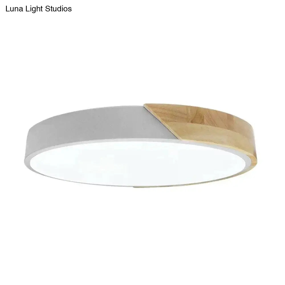 Led Discolor Ceiling Lamp Acrylic Wooden Round Multicolor 18W Surface Mounted Lighting Fixtures