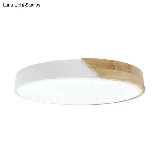 Led Discolor Ceiling Lamp Acrylic Wooden Round Multicolor 18W Surface Mounted Lighting Fixtures