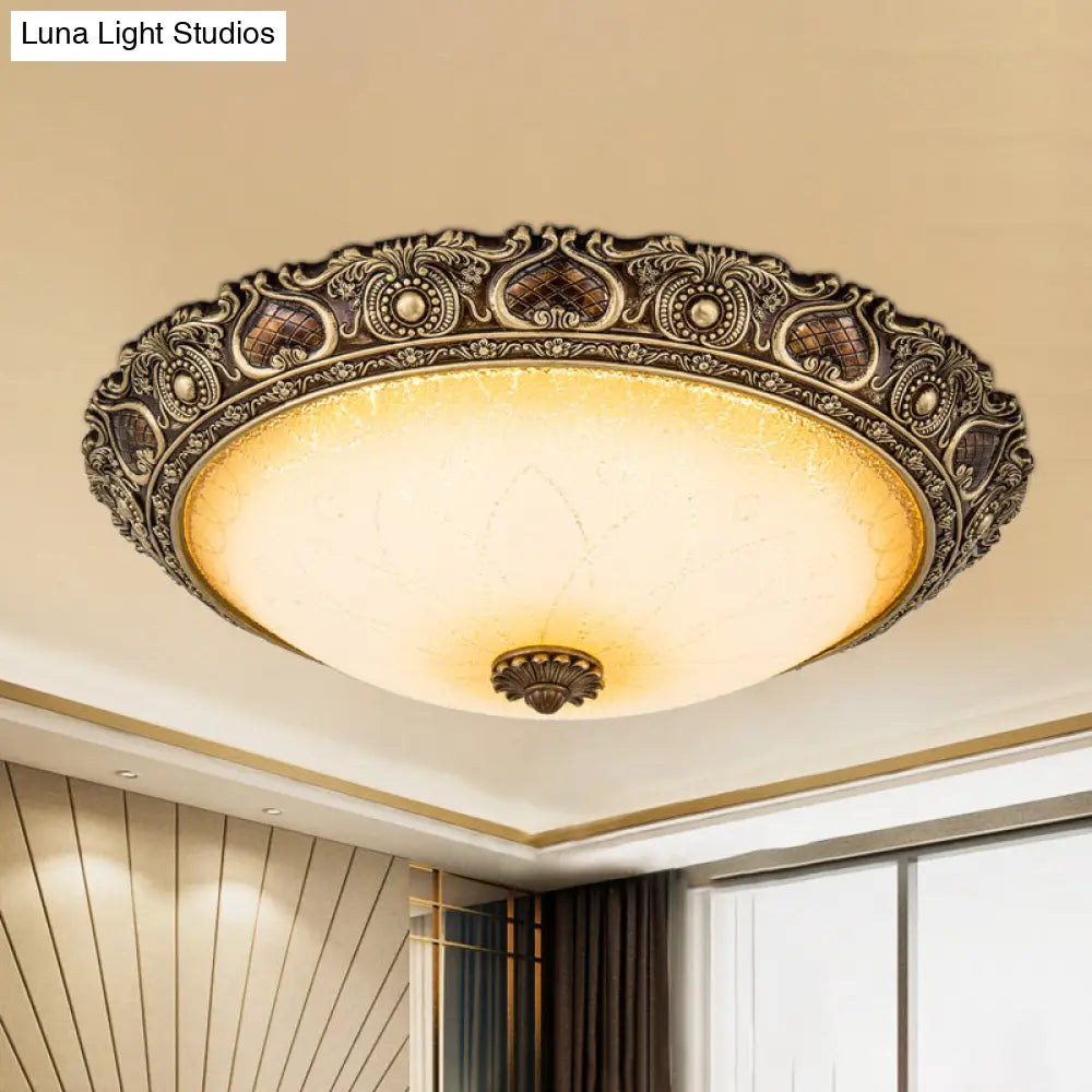Led Farmhouse Flush Mount Light With Frosted Glass And Brown Finish - 3 Size Options Warm/White / 13